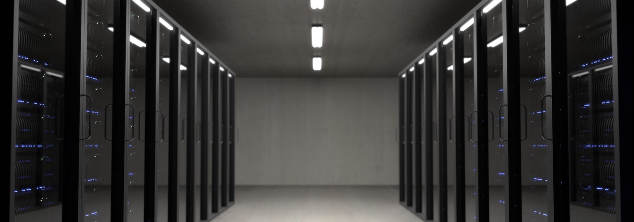 Rows of server cabinets in the data centre